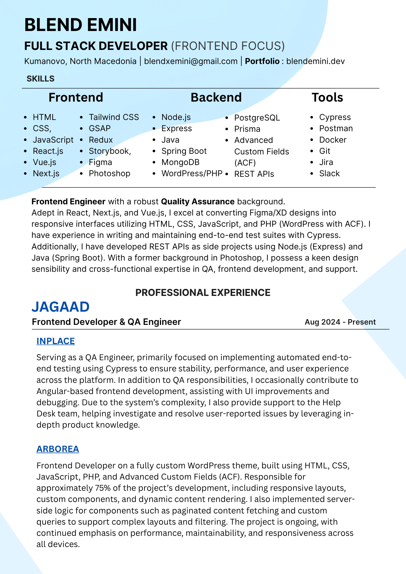 Resume Page