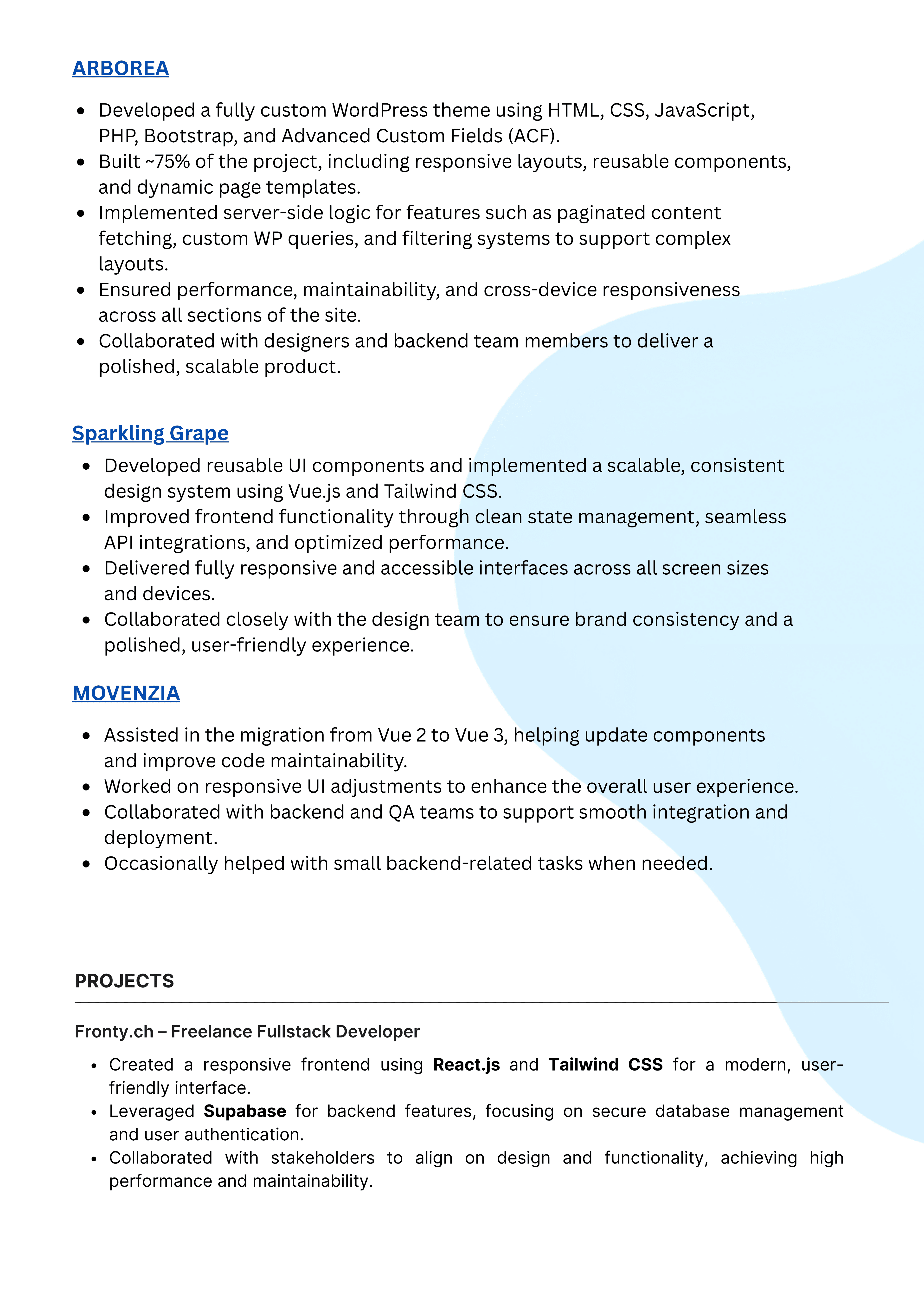 Resume Page